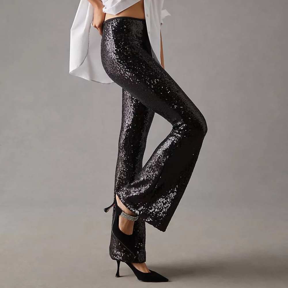 Anthropologie Joni sequin flare pants